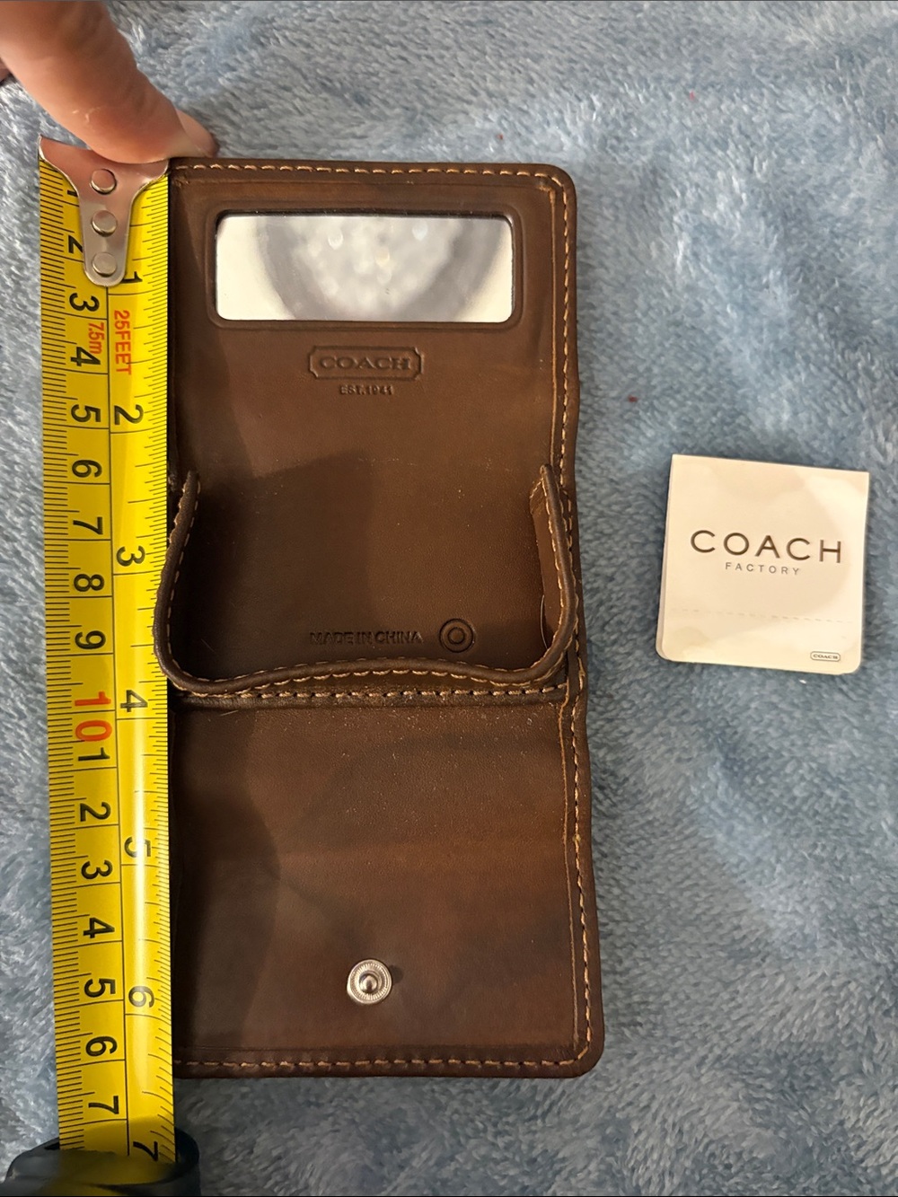 Coach Brown Signature Canvas Contact Lens Case with Leather Trim - Picture 4 of 10